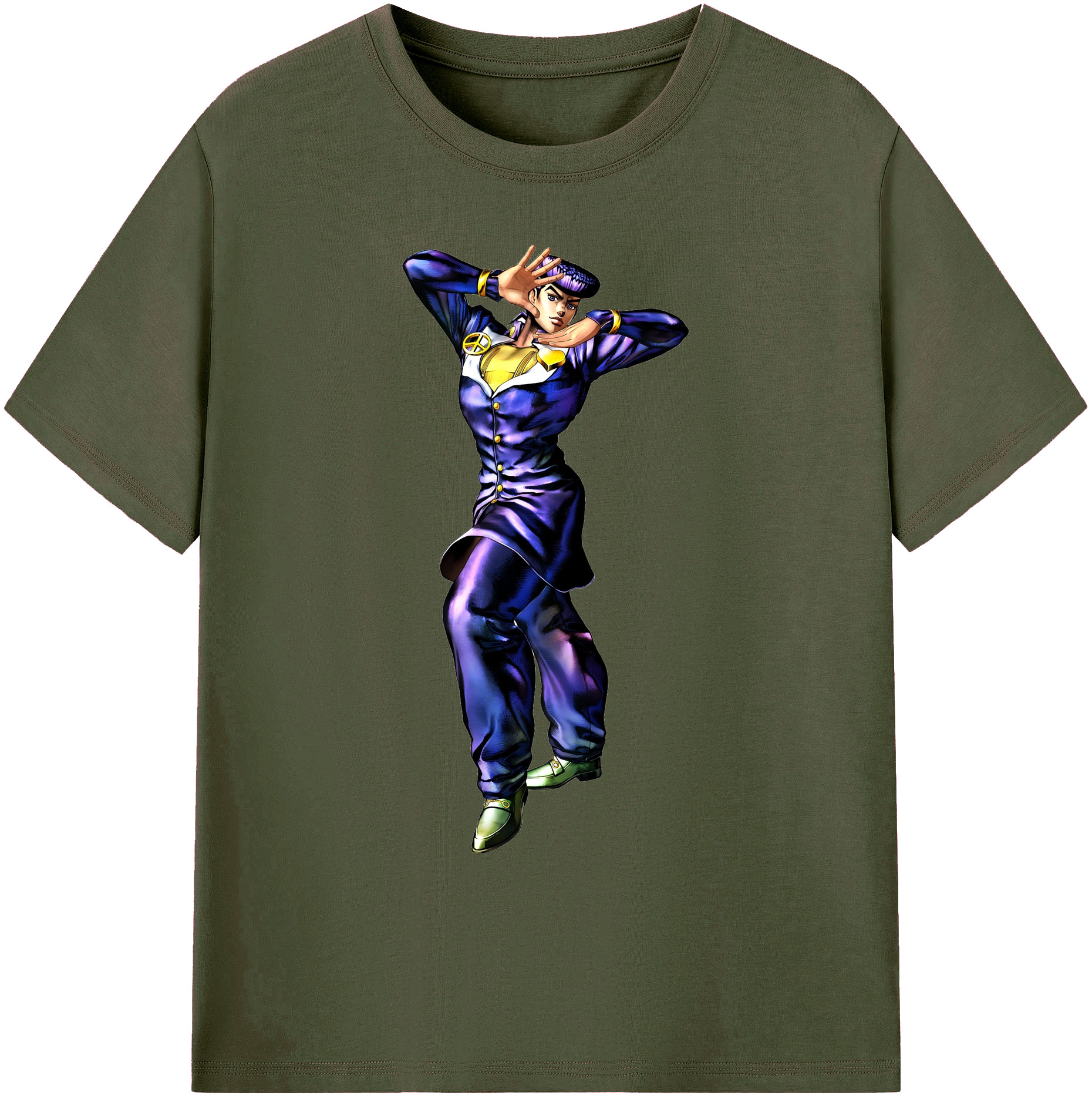 （画像用） ジョジョの奇妙な冒険 ひがしかた じょうすけ JoJo's Bizarre Adventure Higashikata Josuke 綿100％ メンズ半袖Tシャツ｜肌触りやわらか＆通気性
